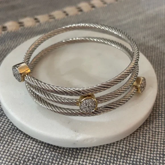 Elegant Silver and Gold Cable Bracelet - Picture 1 of 4
